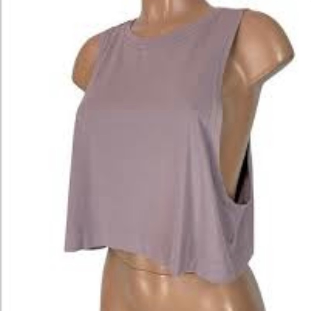 Avocado go to tank cropped workout gym top Sz L